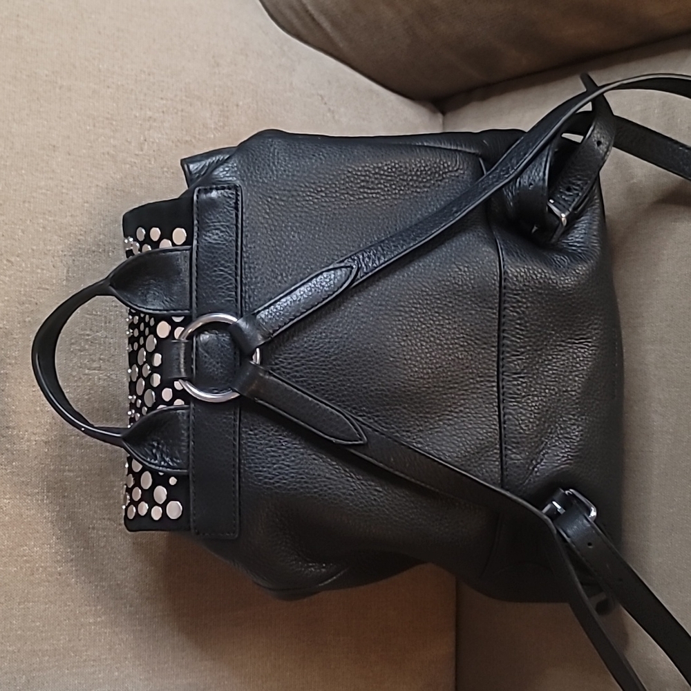 Studded Pebbled Leather Backpack - image 4